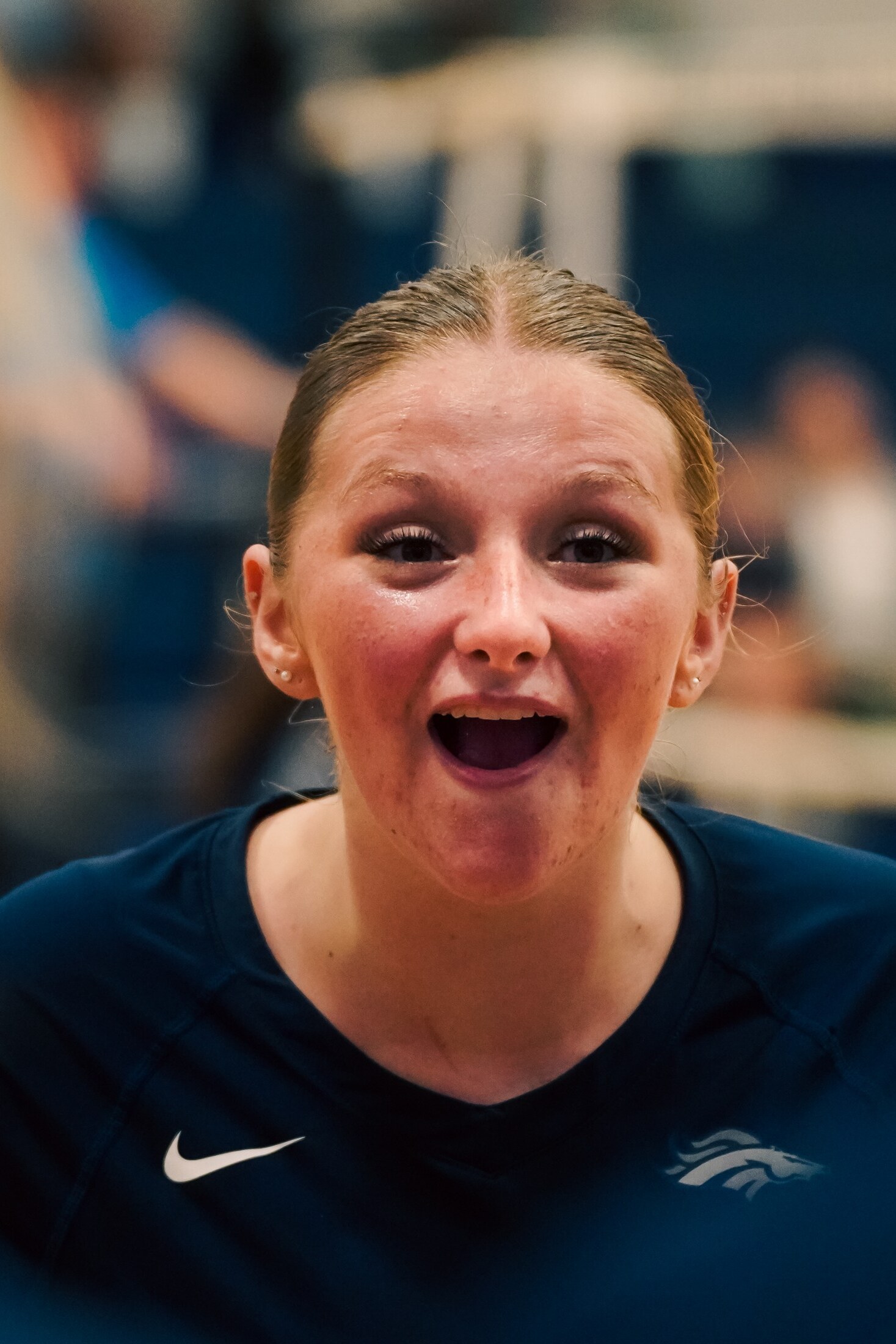 Close portrait of an athlete smiling after a match