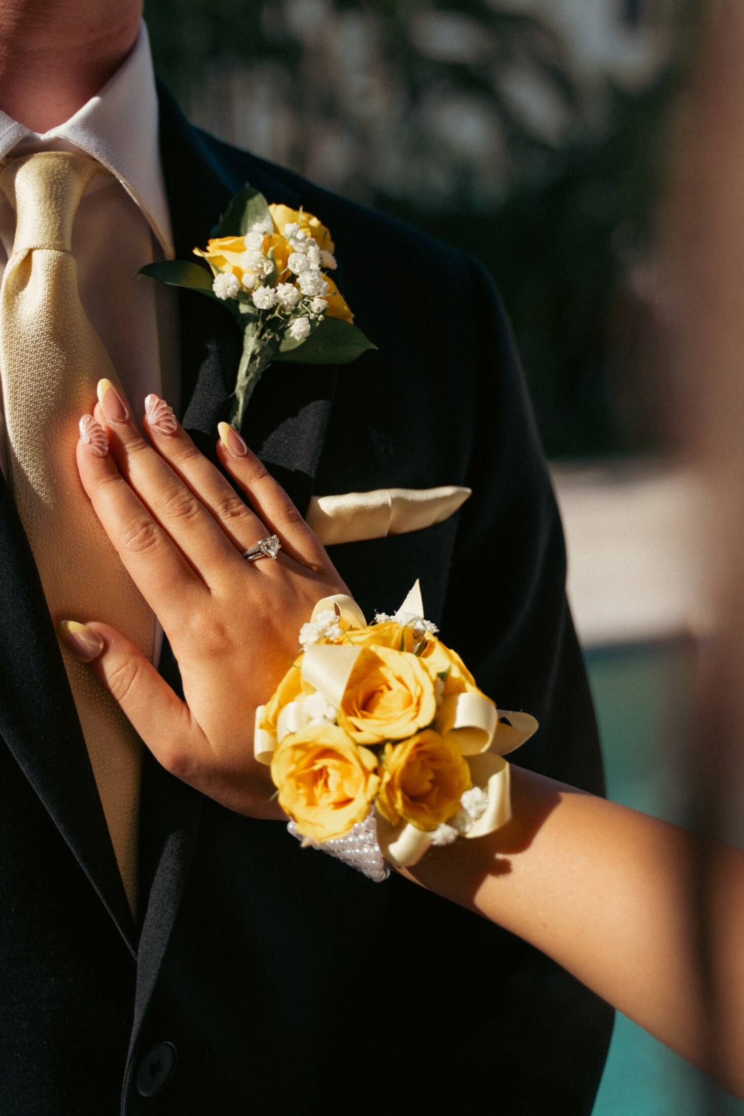 Corsage and boutonniere before the ceremony